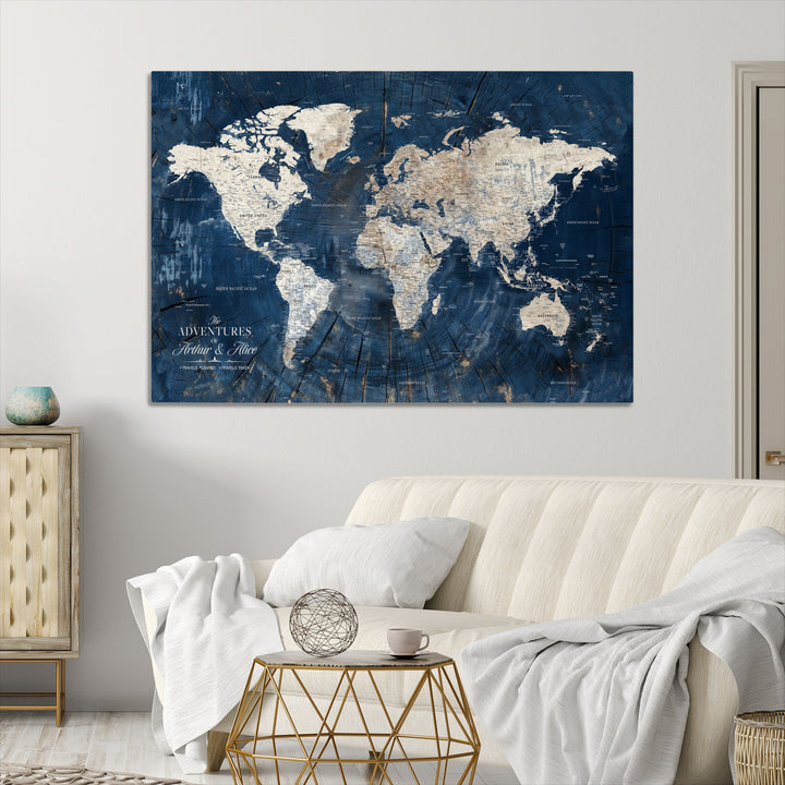 Personalized World Map Wall Art Print - Framed Custom World Map Canvas Print - Personalized World Map Wall Art, Customize Wall Art Map Print
