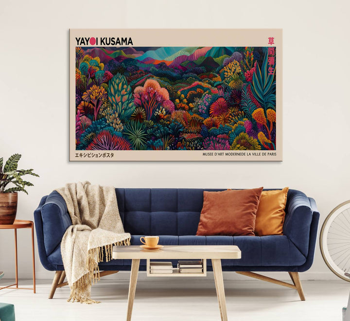 The Yayoi Kusama Wall Art Canvas Print features Japanese Wabi Sabi aesthetics.