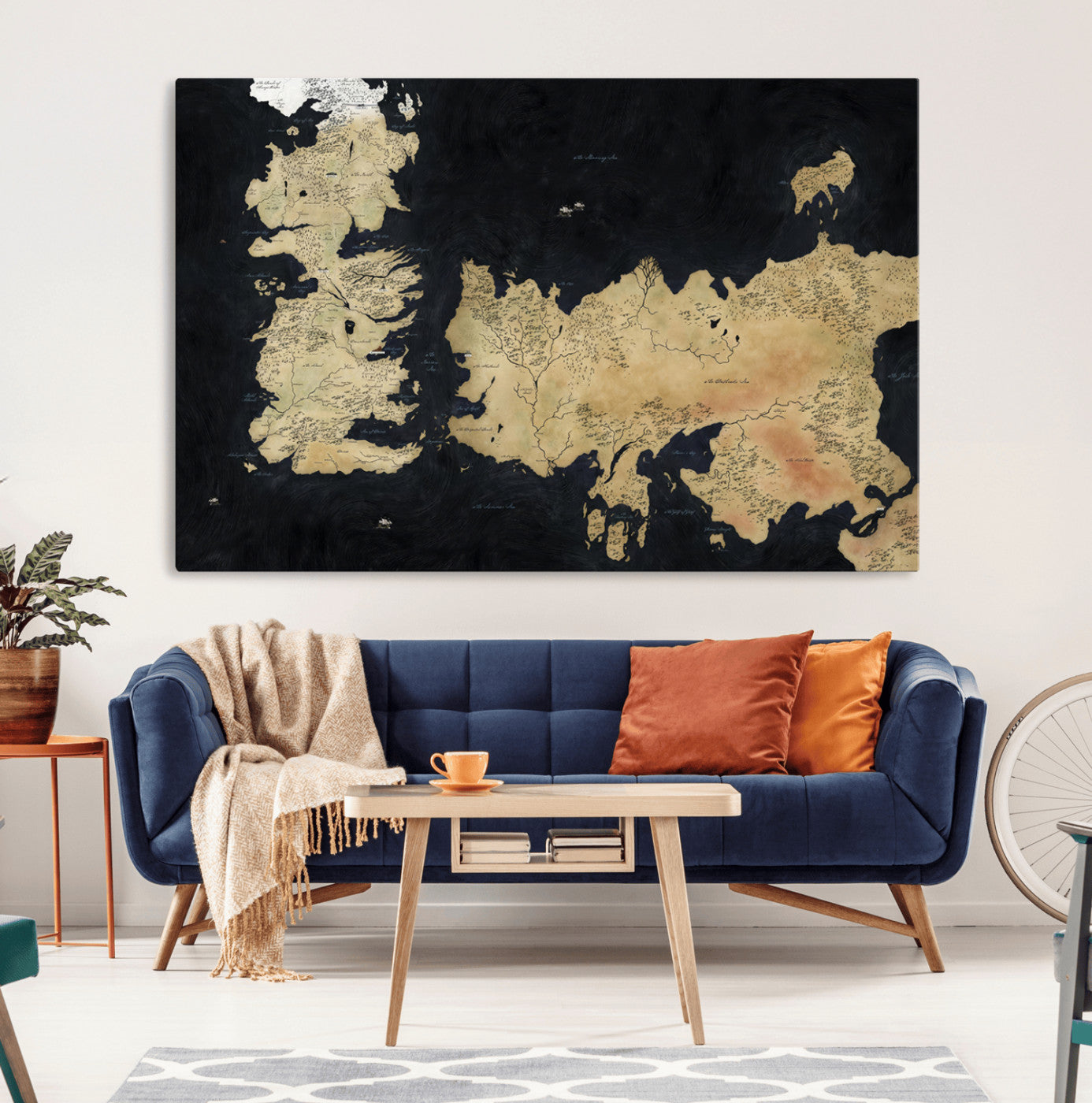 MGV-CV-36X24 - Push Pin World Map Canvas Print – Framed Wall Art for Couples to Track Their Travels – Anniversary