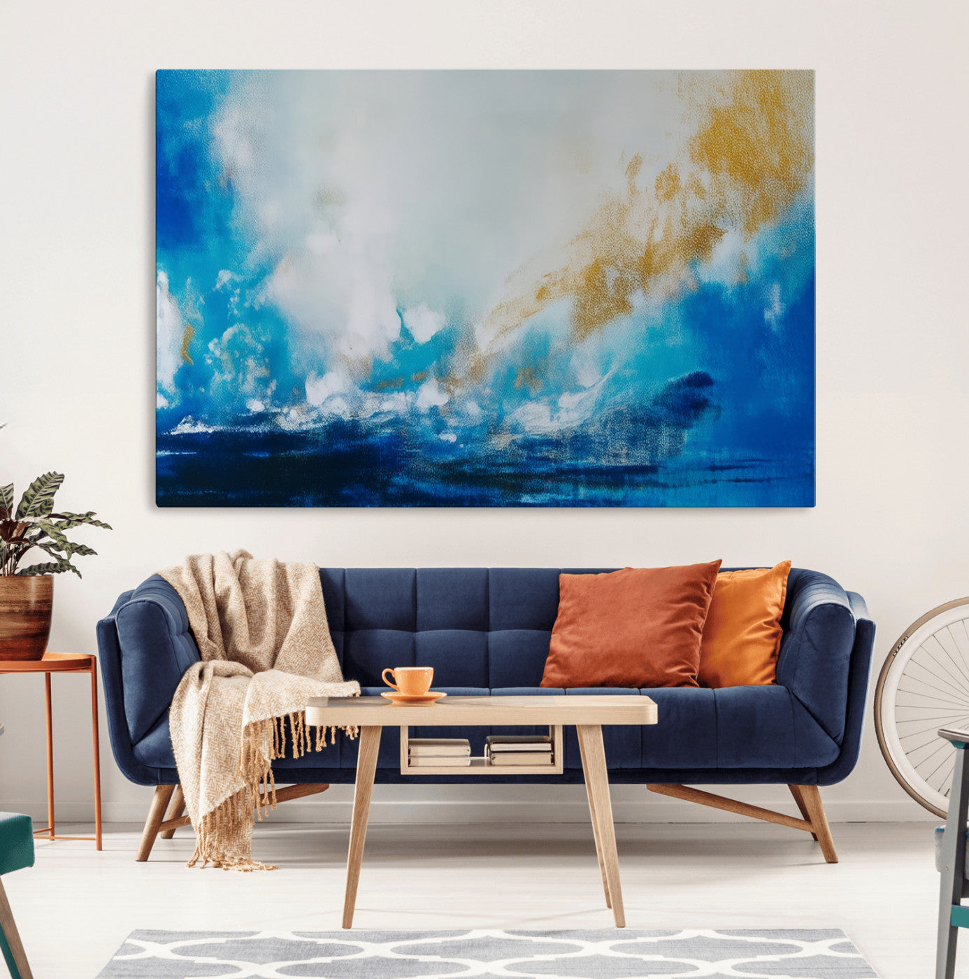 MGV-CV-36X24 - Blue Abstract Print - Dynamic Ocean-Inspired Canvas Wall Art