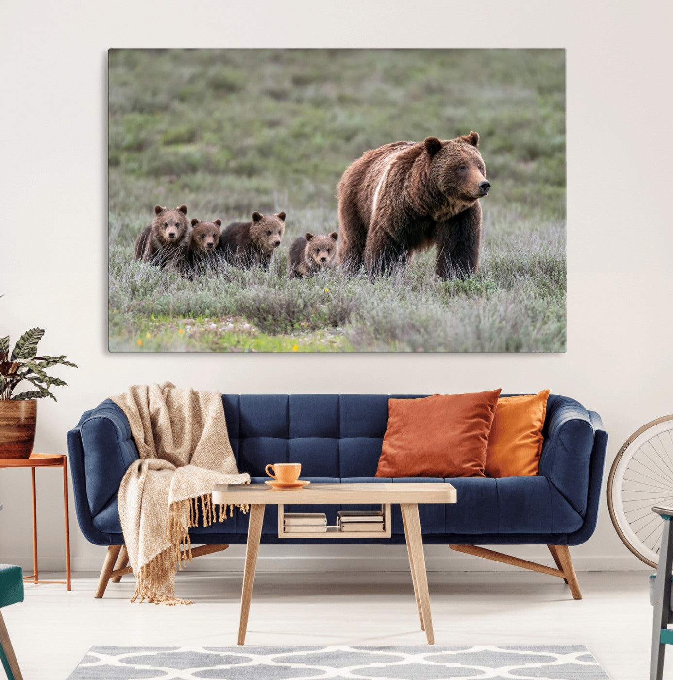 65087-MGV-CV-36X24-Wildlife Photography of 399 Grizzly Bear Cubs | Queen of the Tetons Canvas Wall Art Print