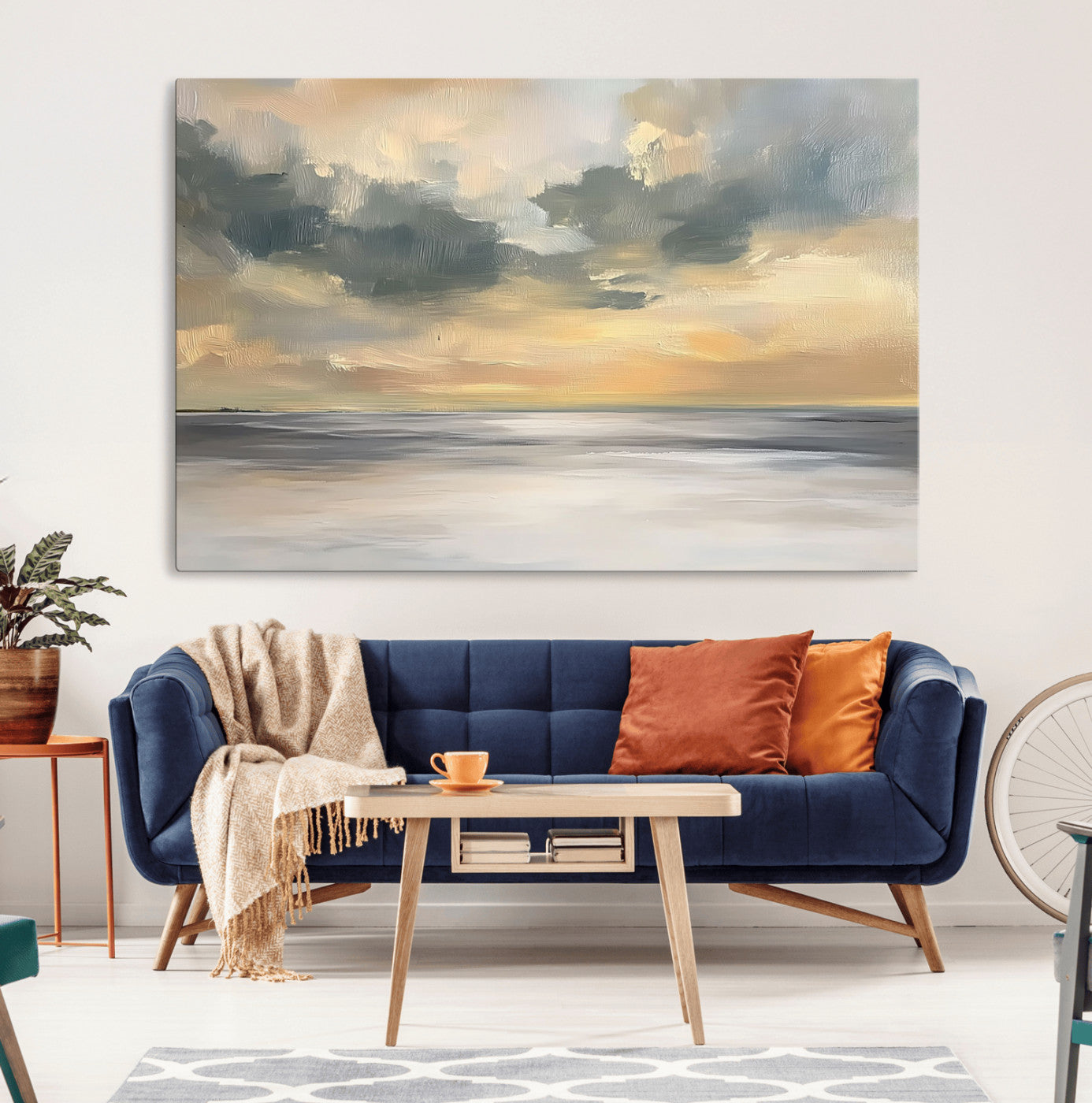 MGV-CV-36X24 - Modern Coastal Artwork with Vibrant Abstract Ocean Waves Wall Art Canvas Print for Contemporary
