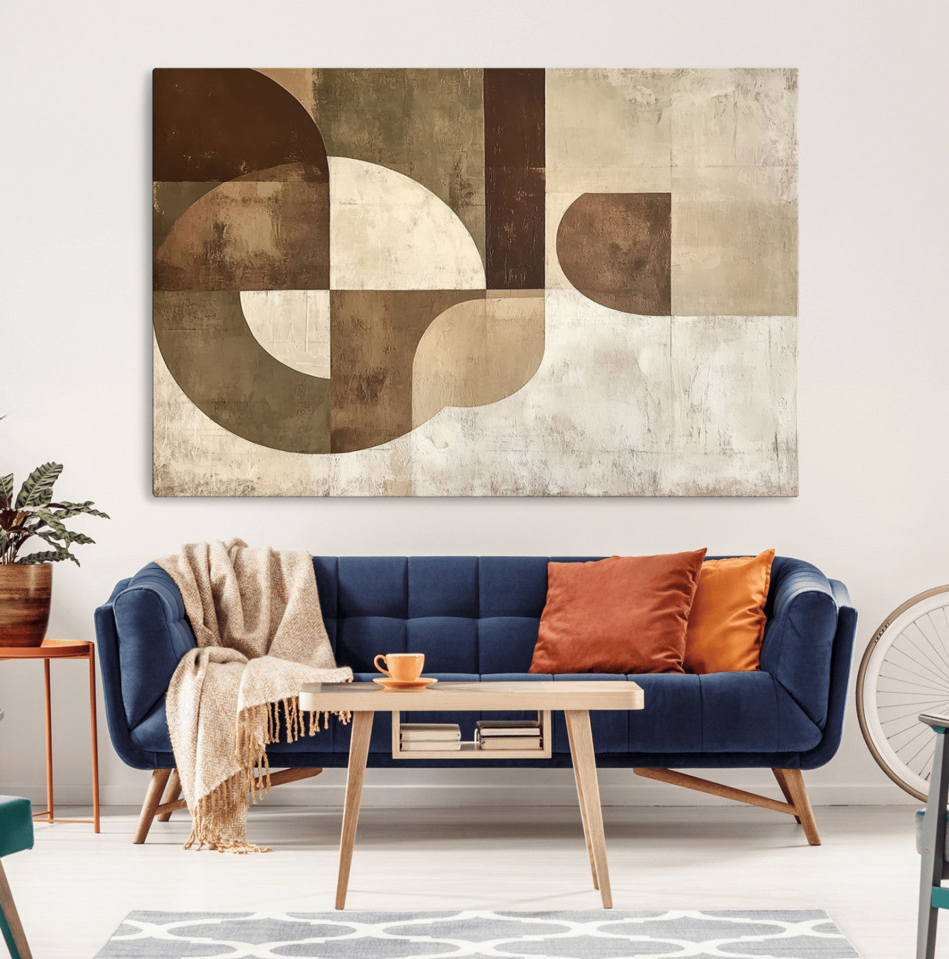 MGV-CV-36X24 - Wabi Sabi Geometric Wall Art | Abstract Modern Minimalist Canvas Print with Neutral Mid Century Art