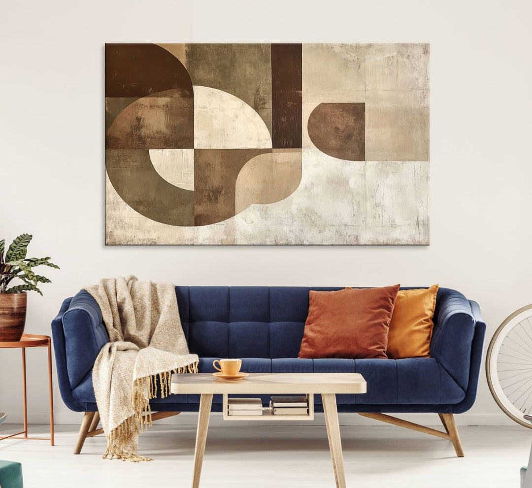 Wabi Sabi Geometric Wall Art is an abstract modern minimalist canvas featuring neutral tones.