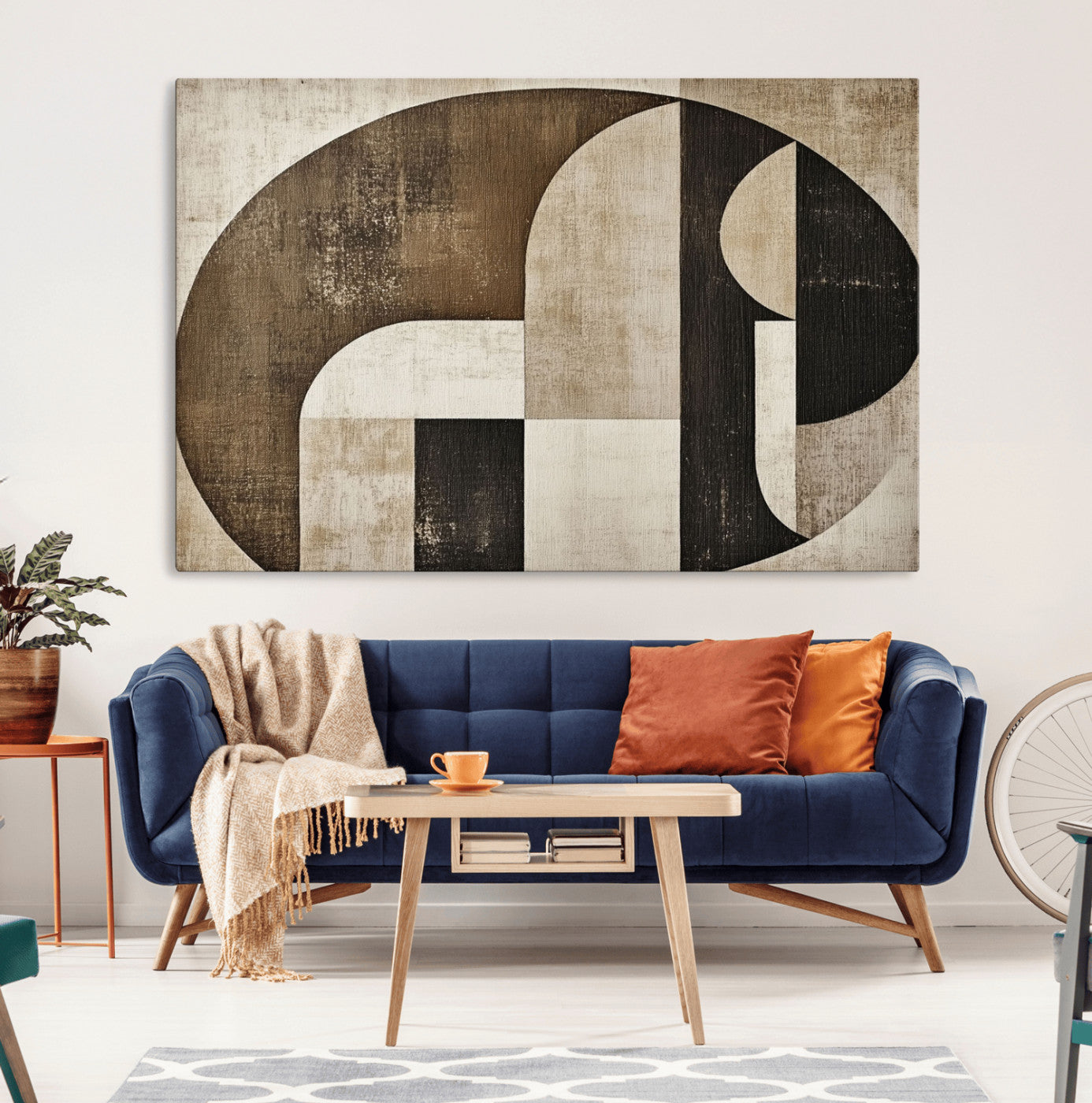 MGV-CV-36X24 - Wabi Sabi Abstract Wall Art | Geometric Modern Minimalist Canvas Print with Neutral Mid Century Art