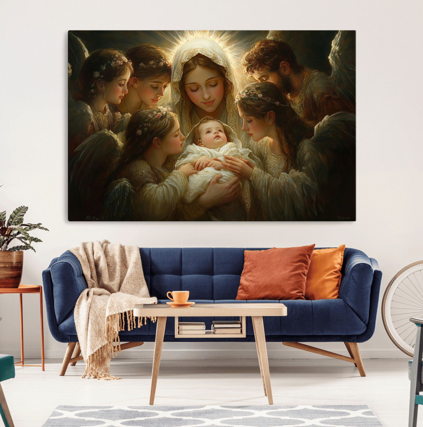 MGV-CV-36X24 - Mary Jesus Canvas Wall Art Print - Madonna and Child with Apostles Art Print - Classic Christian