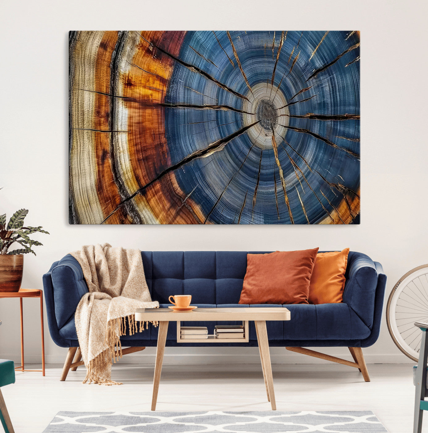 MGV-CV-36X24 - Abstract Tree Rings Canvas Wall Art - Wood Grain Canvas Print - Nature-Inspired Modern Wood Grain
