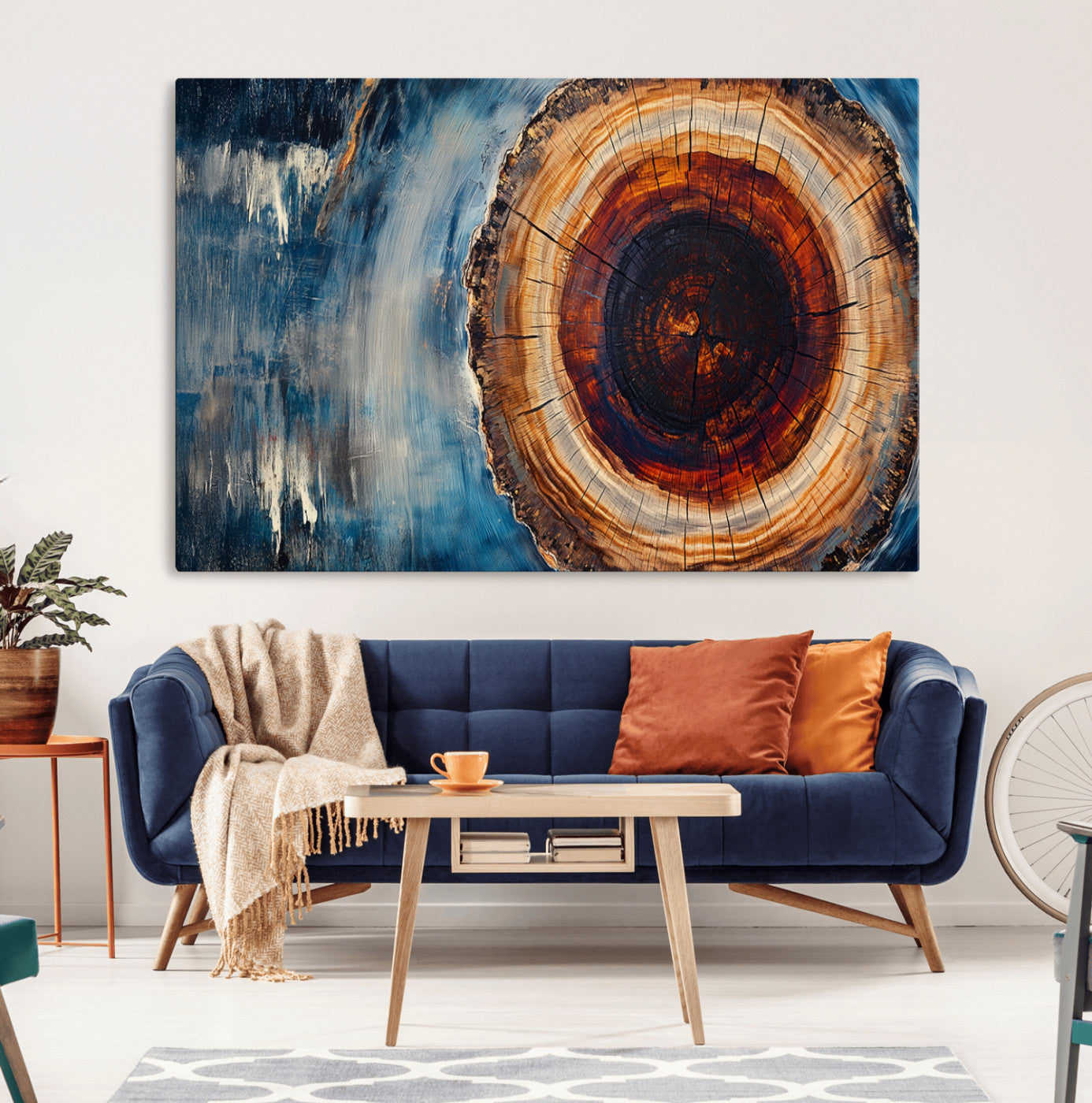 MGV-CV-36X24 - Abstract Tree Rings Wall Art Canvas Print - Wood Grain Rings Canvas Print - Nature Woodland Wall