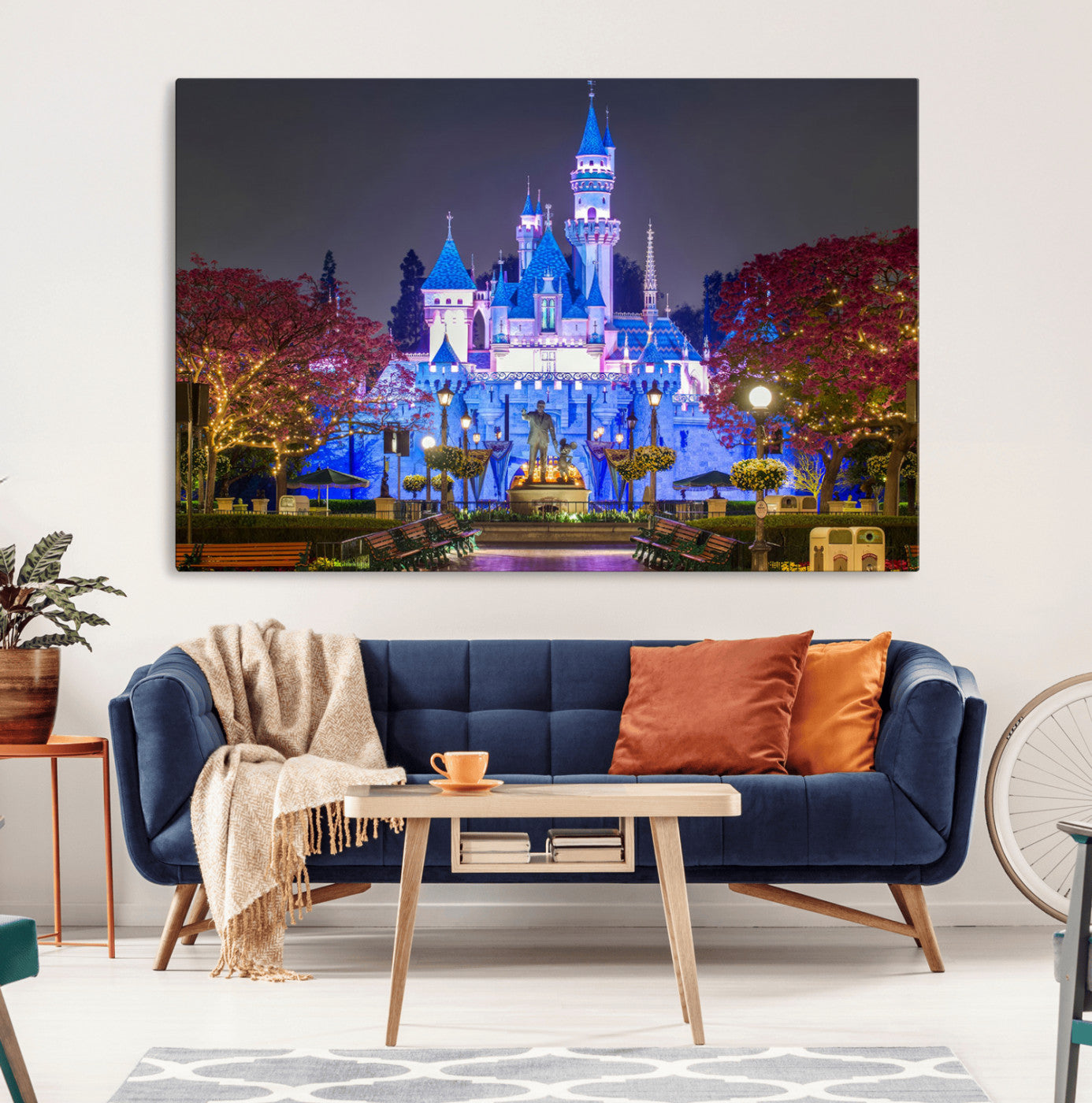MGV-CV-36X24 - Large Disney Castle Wall Art Canvas Print - Magic Kingdom Kids Room Decoration Disney World