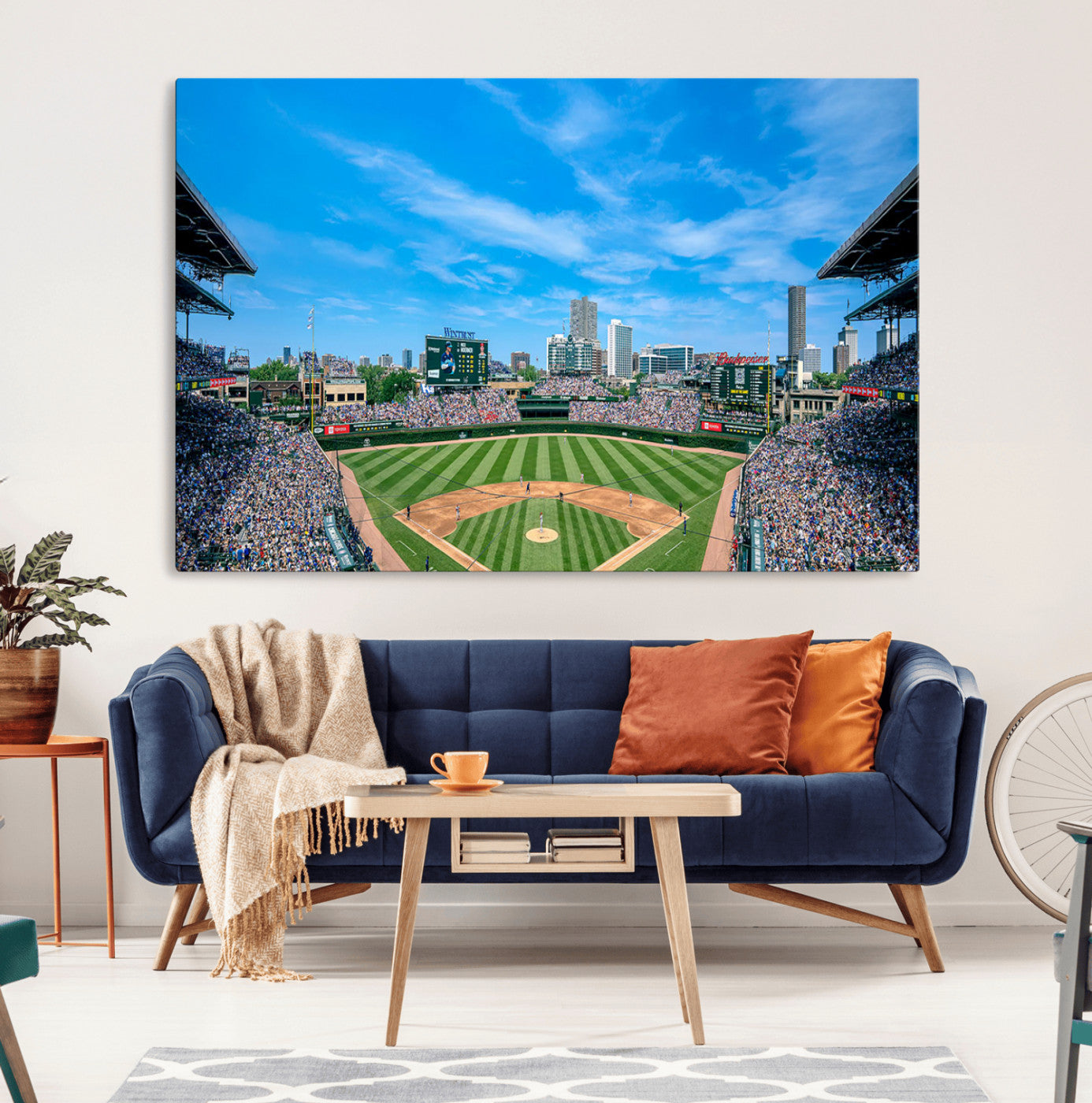 MGV-CV-36X24 - Wrigley Field Chicago Cubs Panoramic Art Multi Piece Canvas - Iconic Baseball Stadium Print for