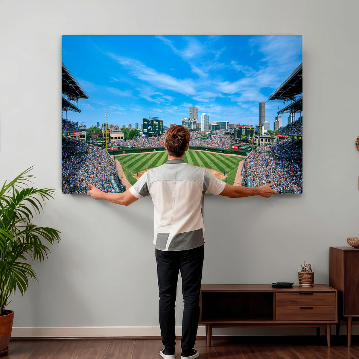 32373-MGV-CV-36X24 - Wrigley Field Chicago Cubs Panoramic Art Multi-Piece Canvas
