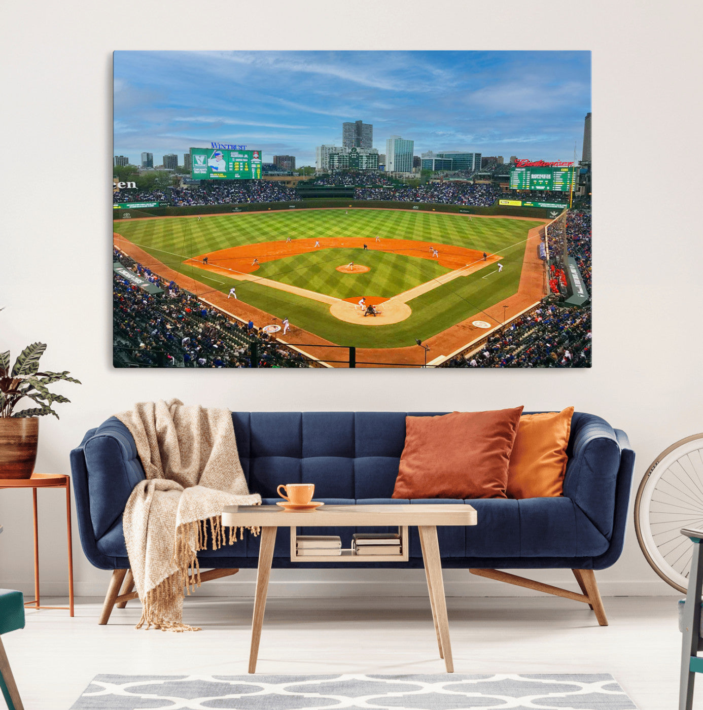 MGV-CV-36X24 - Wrigley Field Chicago Cubs Panoramic Multi Piece Canvas Wall Art - Iconic Baseball Stadium Print for