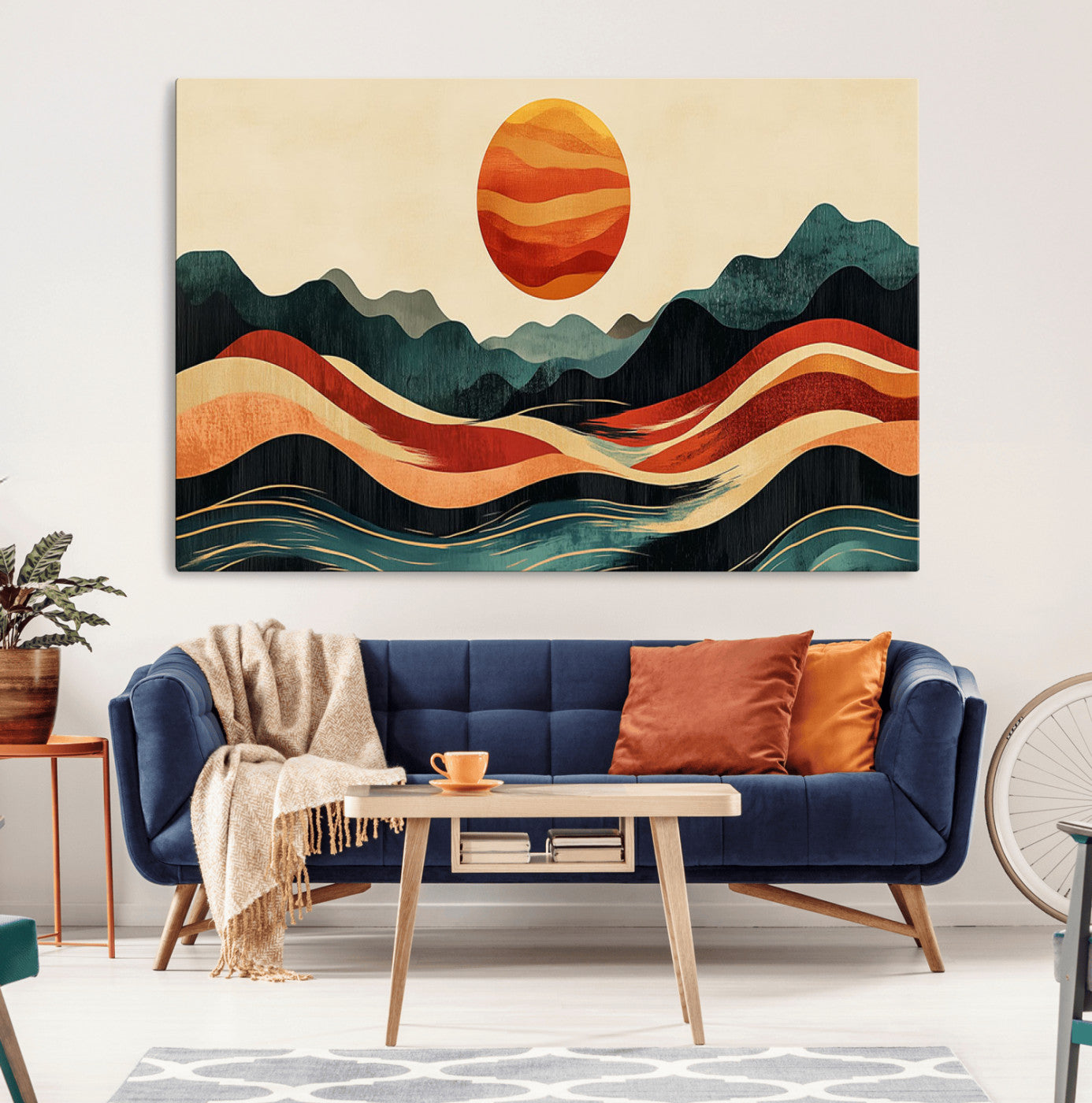 11087-MGV-CV-36X24-Mountain Triptych Wall Art - Western Nature Prints - Framed Boho Pine Tree Canvas for Log Cabin or