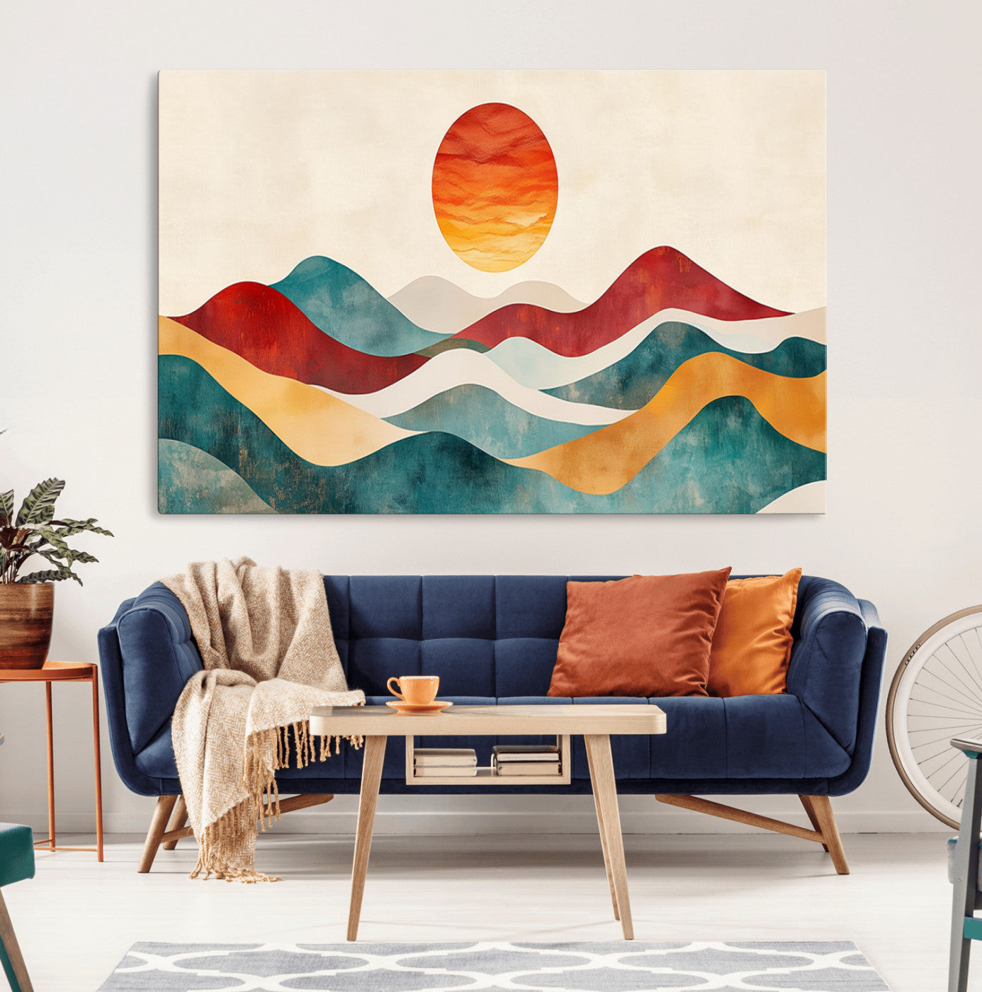 MGV-CV-36X24 - Southwest Mountain Canvas - Boho Triptych Wall Art - Rustic Woodland Nursery Decor - Abstract Nature