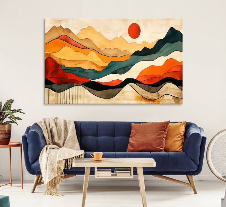 Triptych of Mid Century Mountain Wall Art.