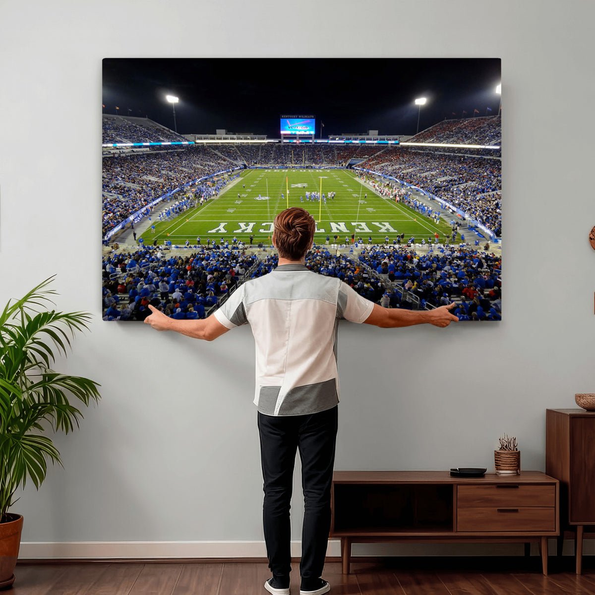 14304-MGV-CV-36X24 - Kroger Field Canvas Wall Art, Kentucky Stadium Wall Art, Framed and Ready to Hang