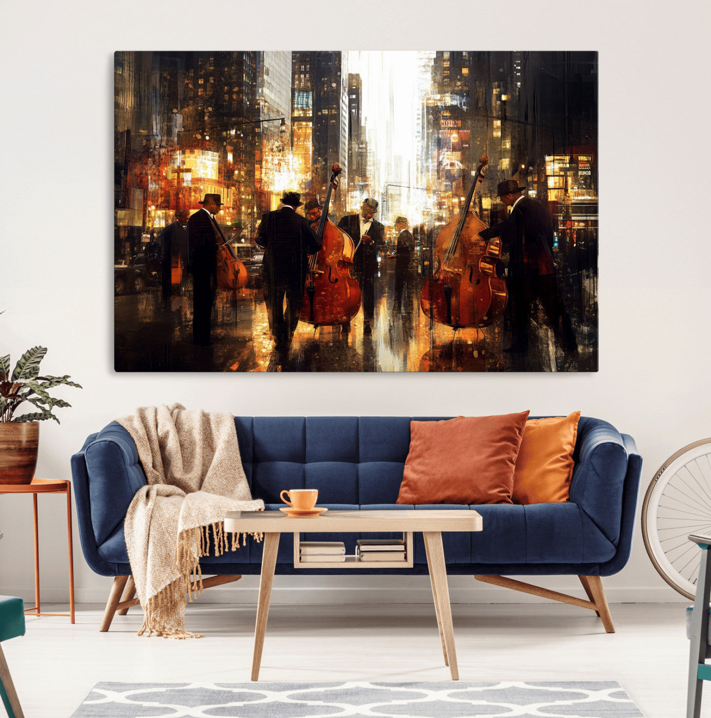 MGV-CV-36X24 - Abstract Jazz Art Wall Art Canvas Print - Framed Abstract Music Canvas - Colorful Instrument Poster