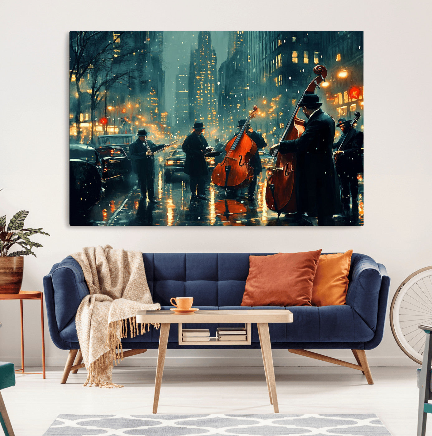 MGV-CV-36X24 - African American Jazz Art Print - Framed Abstract Music Canvas - Colorful Instrument Poster for