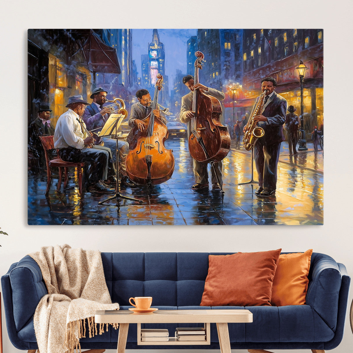 58694-MGV-CV-36X24 - Colorful Jazz Wall Art - African American Music Canvas Print - Framed Abstract Music Poster for Home