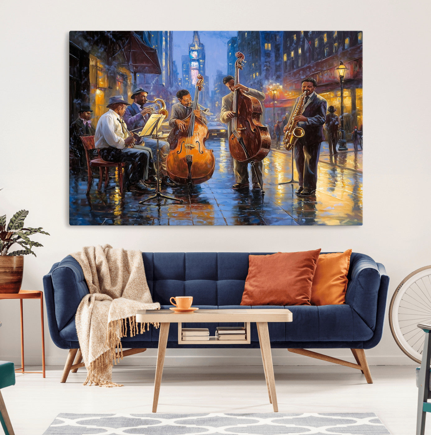 MGV-CV-36X24 - Colorful Jazz Wall Art - African American Music Canvas Print - Framed Abstract Music Poster for Home