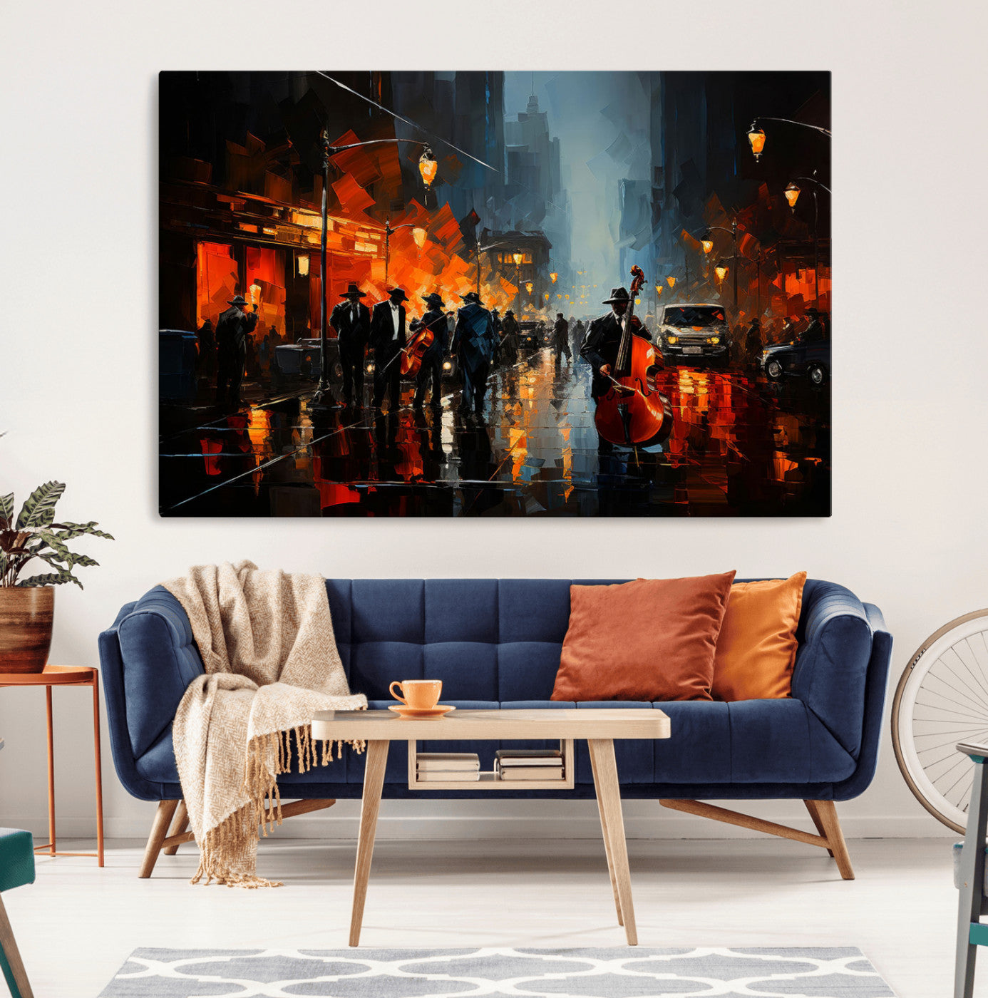 MGV-CV-36X24 - Winston Porter Jazz Wall Art - African American Music Canvas - Abstract Colorful Music Art - Framed