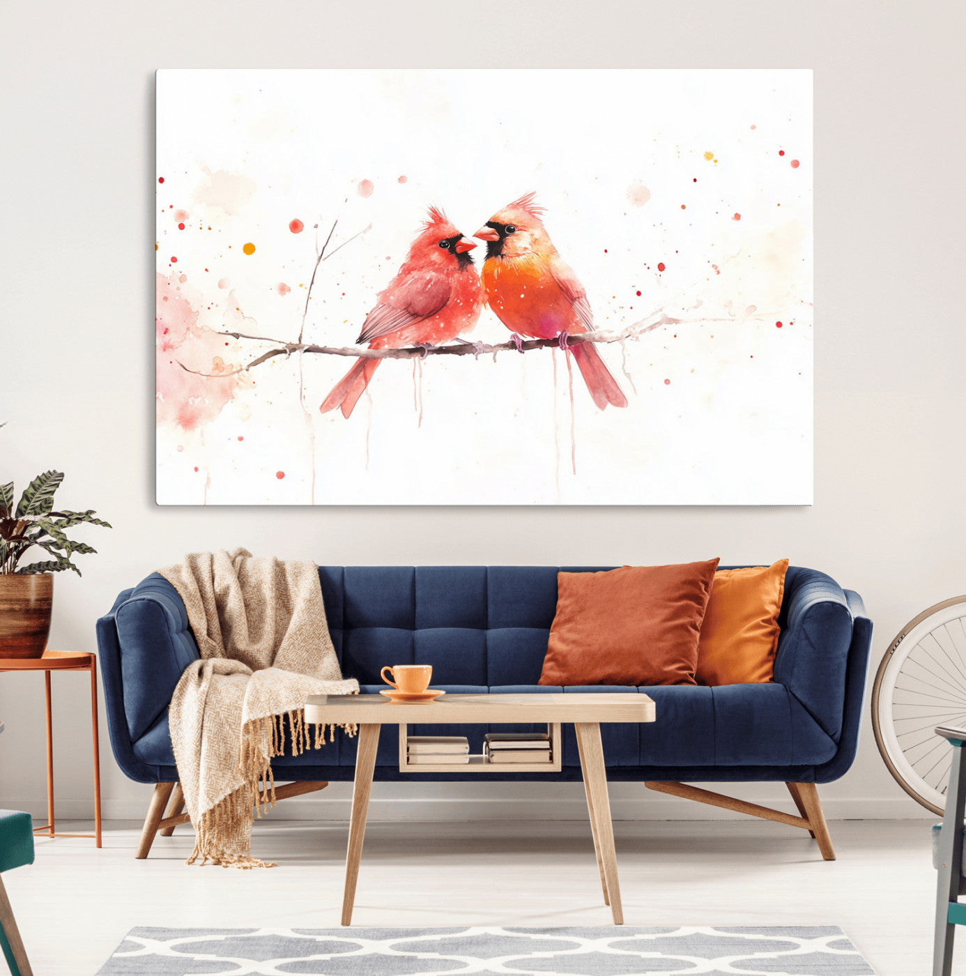MGV-CV-36X24 - Cardinal Bird Canvas Wall Art - Male and Female Cardinal Print - Nature-Inspired Bird Wall Decor for