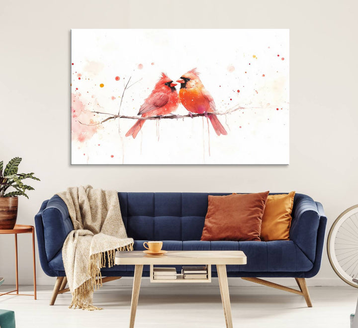 The Cardinal Bird Canvas Wall Art adds vibrant wildlife art to the wall.