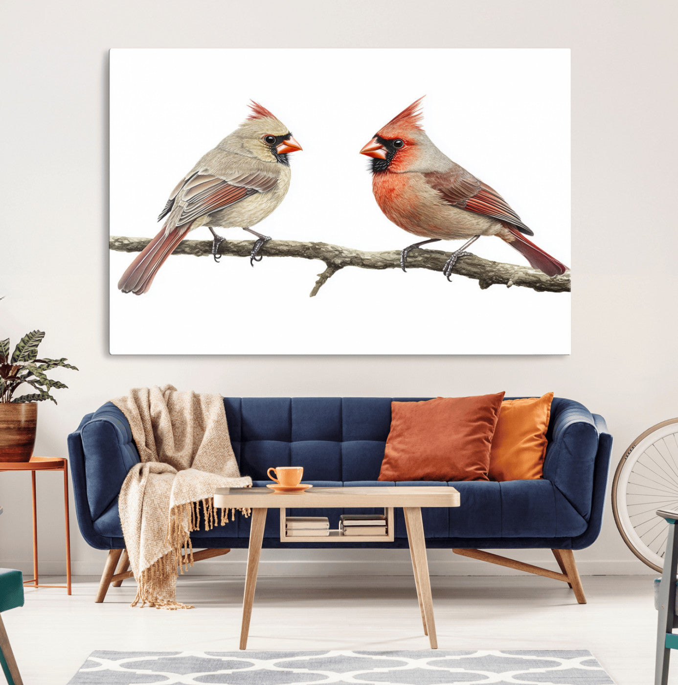 MGV-CV-36X24 - Cardinal Canvas Wall Art - Male and Female Cardinal Print - Nature-Inspired Bird Wall Decor for Home