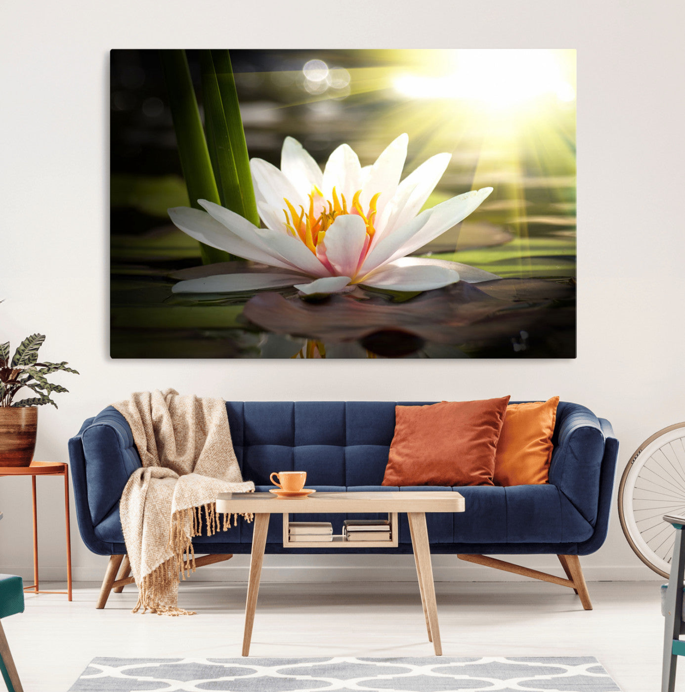 MGV-CV-36X24 - Lotus Flower Wall Art Canvas Print, Water Lily Large Wall Art Canvas Print