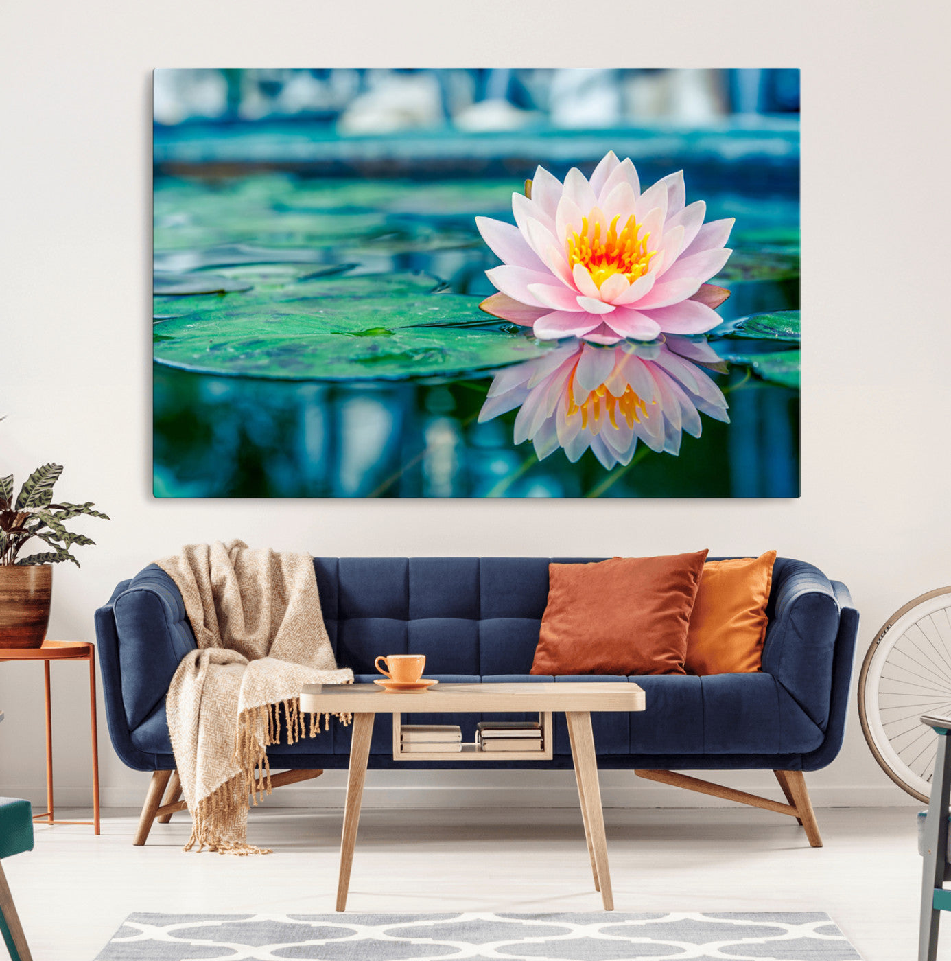 MGV-CV-36X24 - Lotus Flower Wall Art Canvas Print, Water Lily Large Wall Art Canvas Print for Yoga Room Decor,
