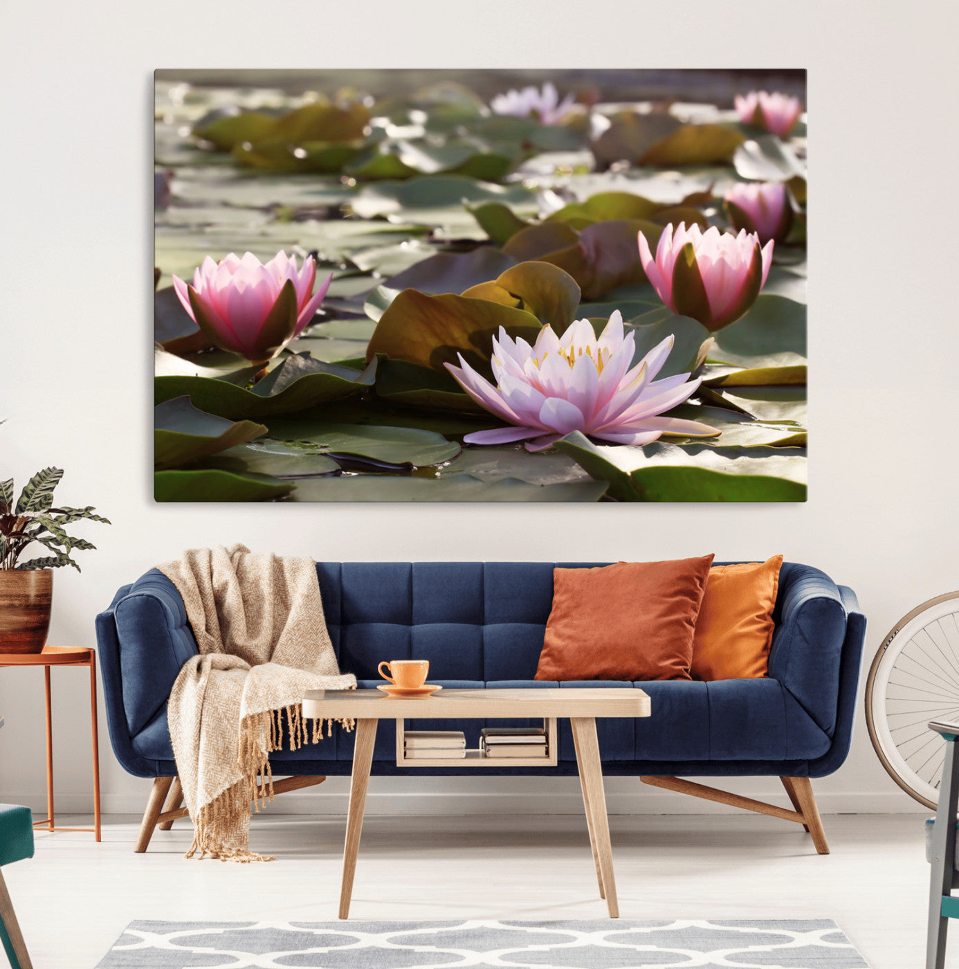 MGV-CV-36X24 - Lotus Flower Wall Art Canvas Print, Water Lily Large Wall Art Canvas Print for Yoga Room Decor,