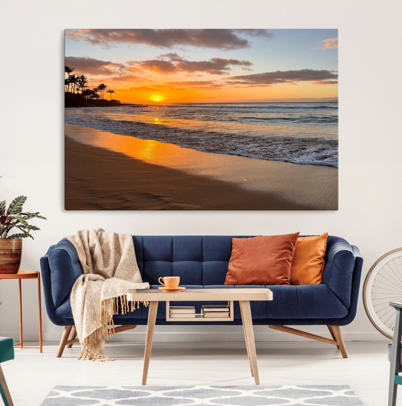 MGV-CV-36X24 - Sunset Wall Art Print - Stunning Beach Sunset Canvas Artwork for Elegant Home or Office Coastal