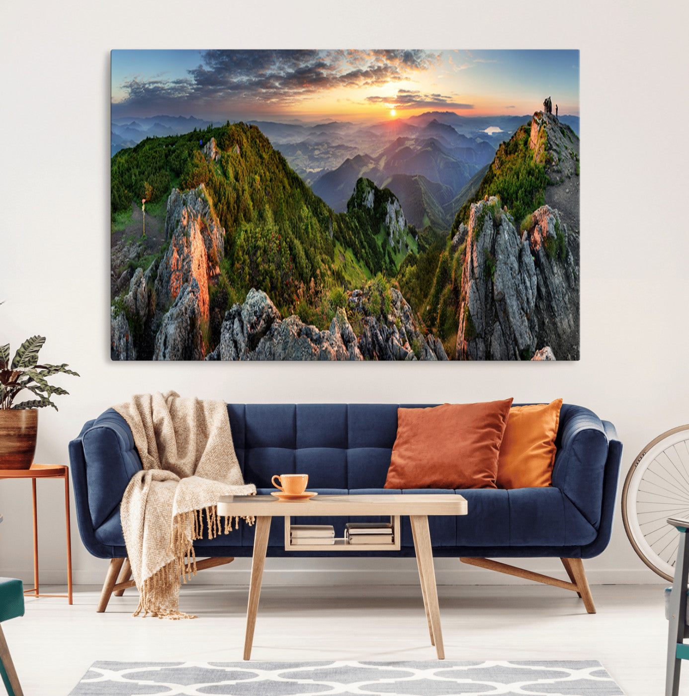 MGV-CV-36X24 - Mountain Sunset Panoramic Canvas Print – Scenic Wilderness Landscape, Majestic Summit , Multi-Panel