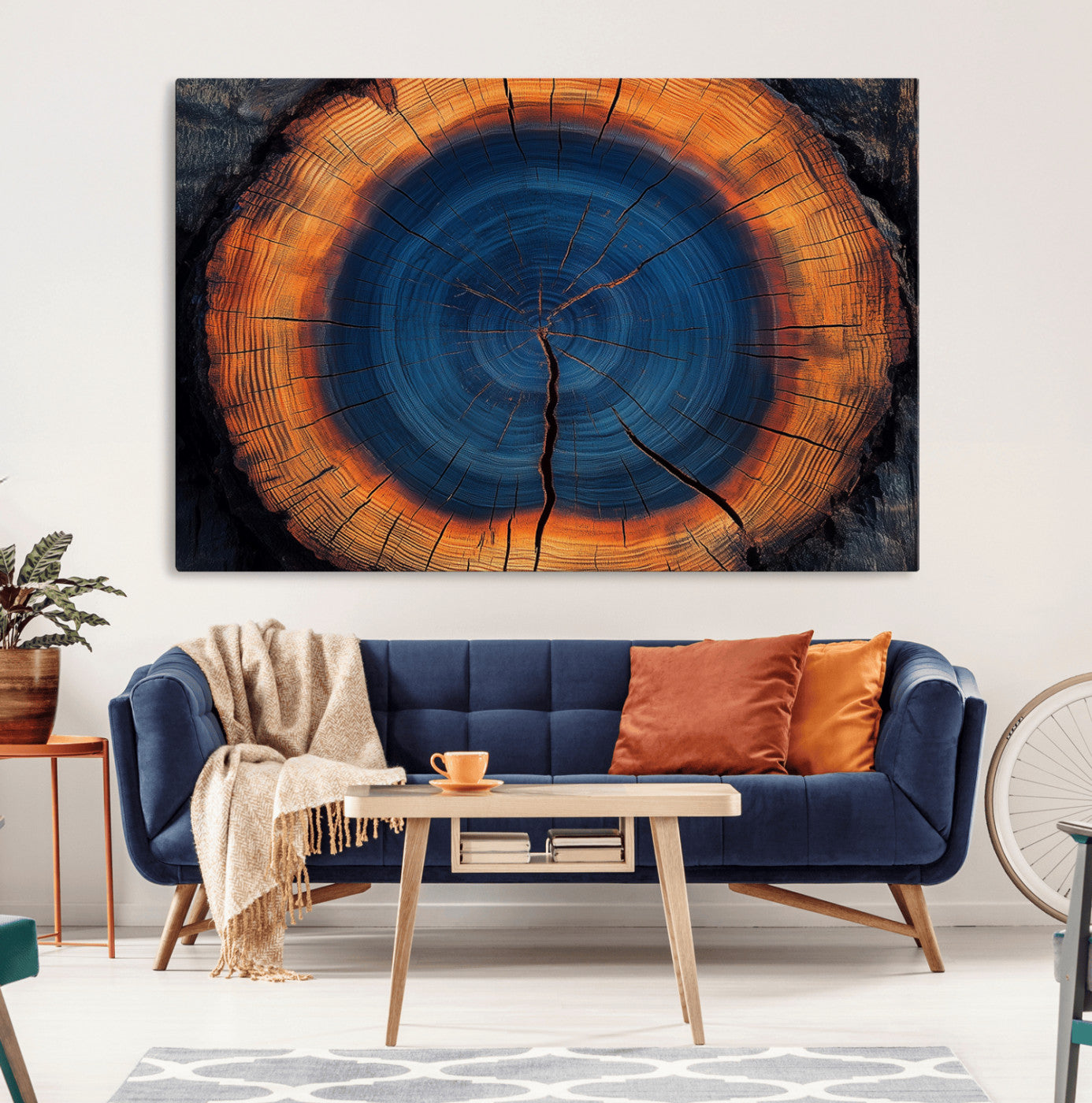 MGV-CV-36X24 - Abstract Tree Ring Wall Art Print, Natural Rustic Wood Texture Canvas Print, Framed Tree Ring Printing, Wood Tree Stump Artwork Canvas Print