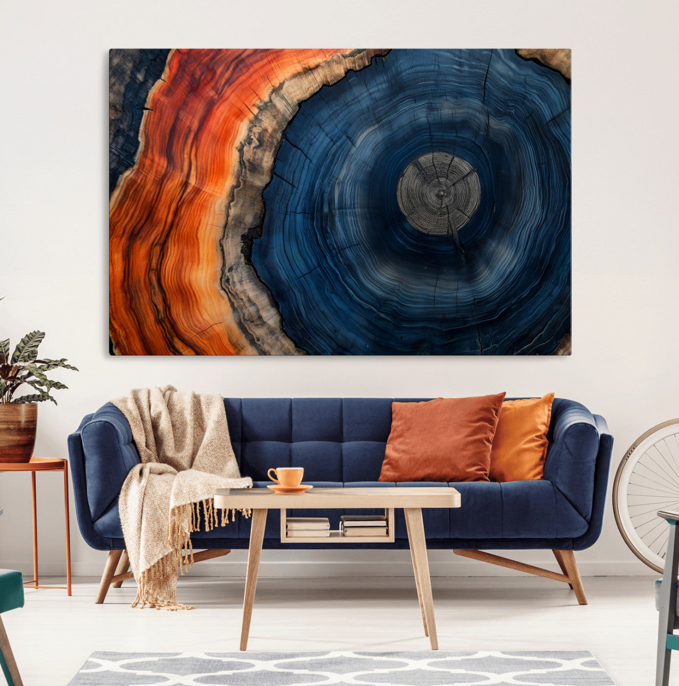 MGV-CV-36X24 - Tree Rings Wall Art Canvas Print, Rustic Wood Print, Framed Natural Texture Art Print, Wood Grain
