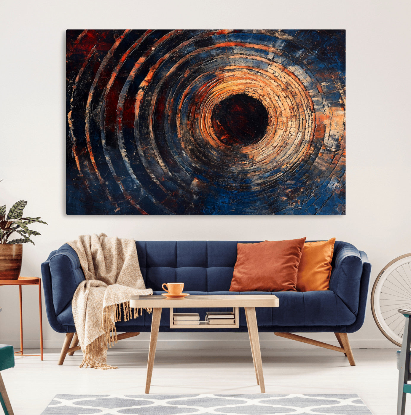 MGV-CV-36X24 - Wood Tree Ring Wall Art Canvas Print, Framed Natural Wood Art Picture Print, Rustic Tree Slice Perfect Rustic Decor Artwork
