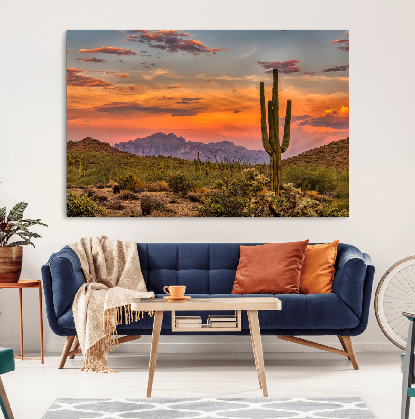 25332783-MGV-CV-36X24-Saguaro Cactus Wall Art Canvas Print – Framed Arizona Sunset Sonoran Desert Southwestern Boho Artwork for Home Office
