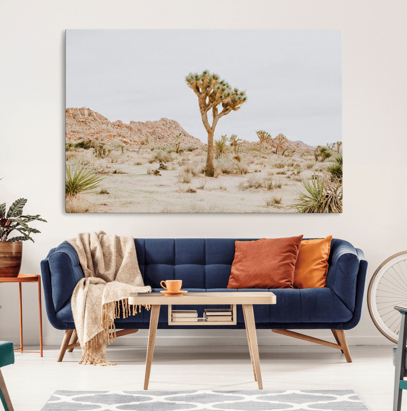 MGV-CV-36X24 - Joshua Tree Wall Art Canvas Print, Framed Neutral Desert Art Picture Print, Earthy Landscape Perfect Neutral Boho Decor Artwork