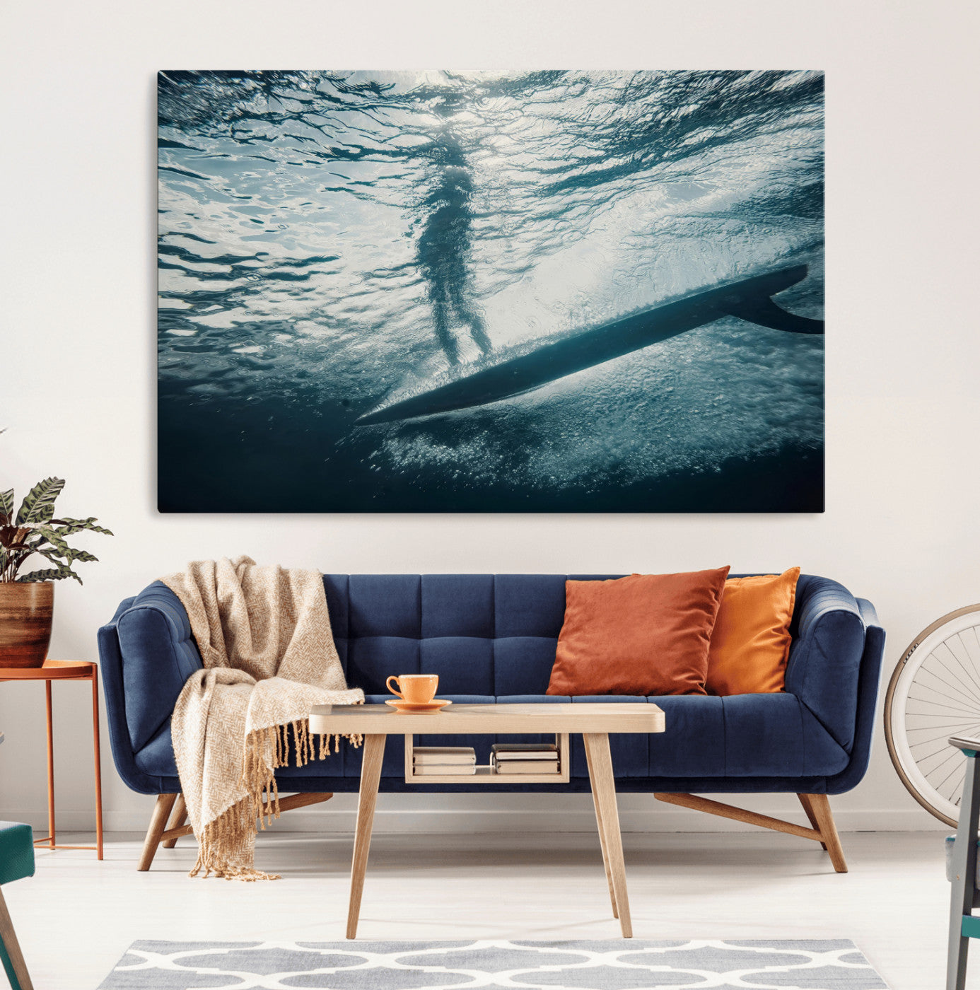 71192524-MGV-CV-36X24-Submerged Surf Wall Art Canvas Print, Framed Underwater Perspective Art Picture Print, Ocean Surf Perfect Coastal Adventure Decor Artwork