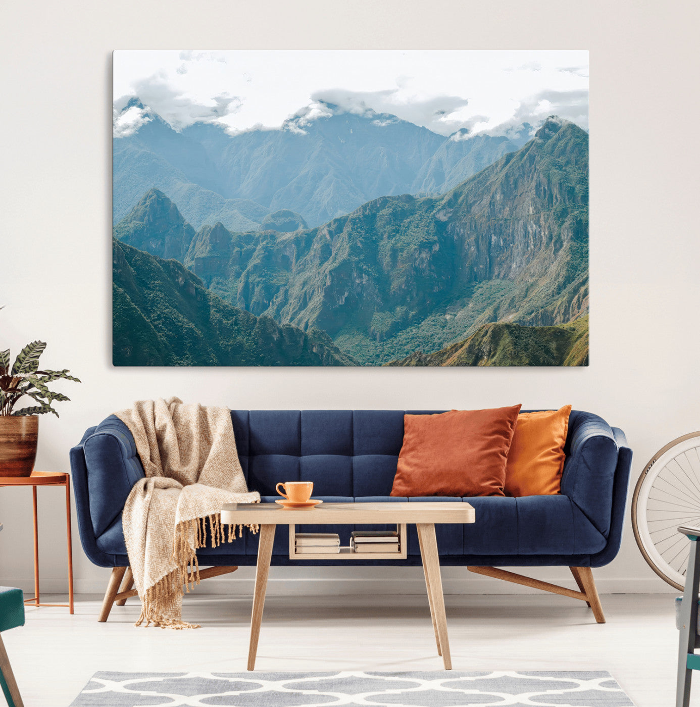 87750525-MGV-CV-36X24-Misty Mountain Wall Art Canvas Print – Framed Cloudy Andean Art Picture Rugged Mountain Artwork for Home Office