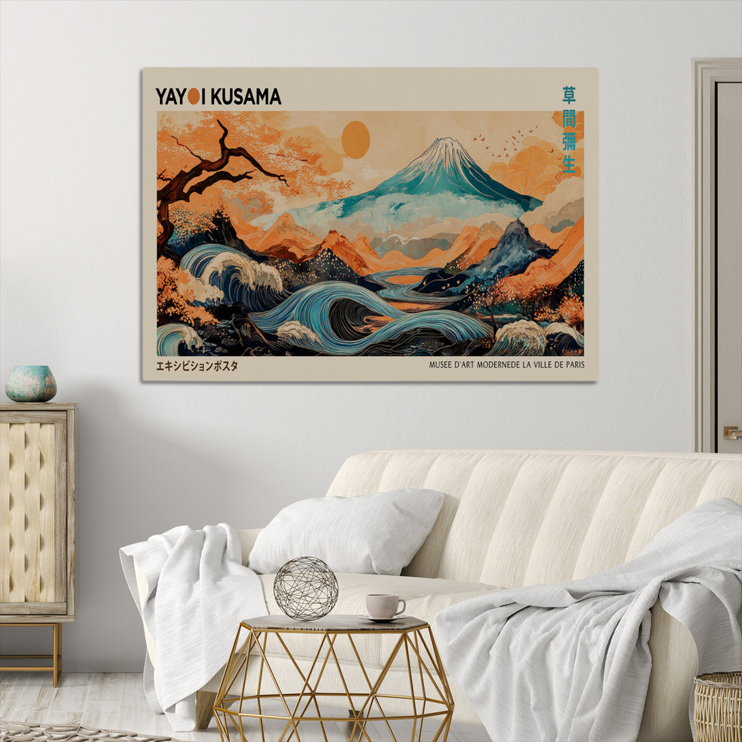 Modern Japanese Wall Art Print Yayoi Kusama Canvas Wall Art Abstract Mount Fuji Canvas Print Japanese Landscape Art Printing