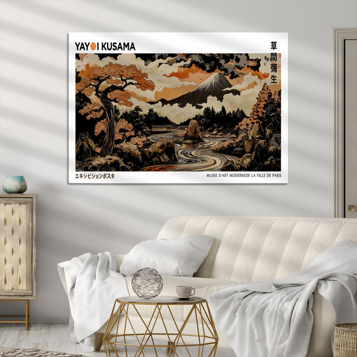 Modern Japanese Wall Art Print Yayoi Kusama Canvas Wall Art Abstract Mount Fuji Canvas Print Japanese Landscape Art Printing