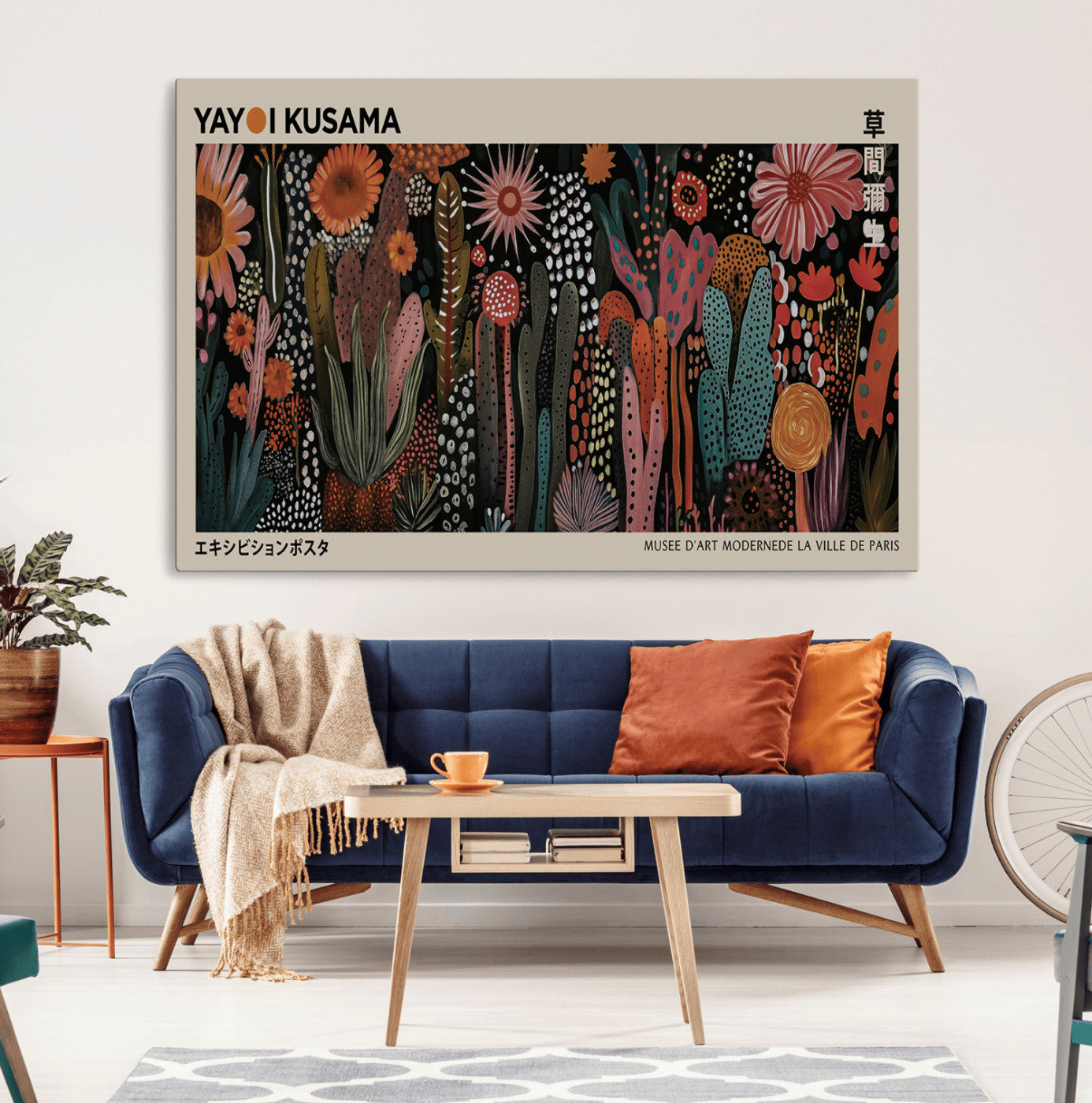 MGV-CV-36X24 - Modern Japanese Wall Art Print Yayoi Kusama Canvas Wall Art Abstract Mount Fuji Canvas Print