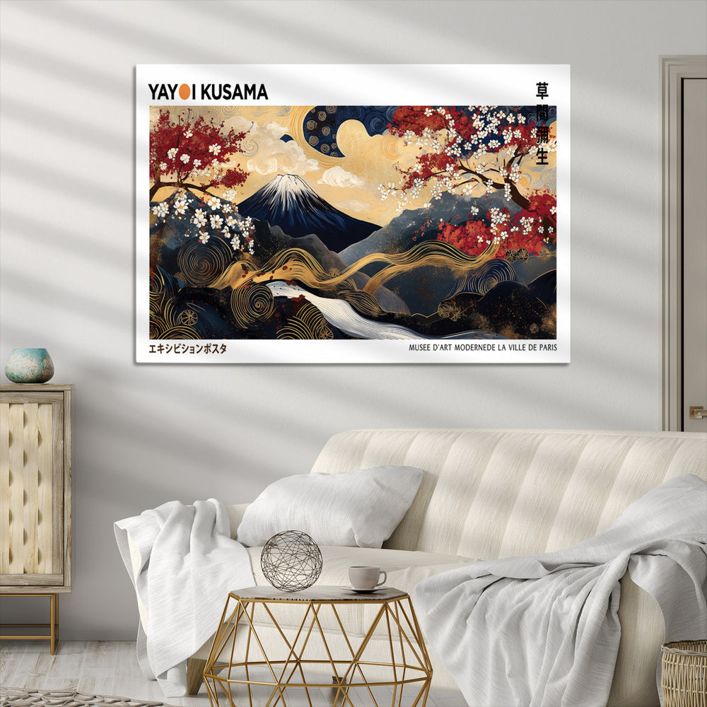 Modern Japanese Wall Art Print Yayoi Kusama Canvas Wall Art Abstract Mount Fuji Canvas Print Japanese Landscape Art Printing