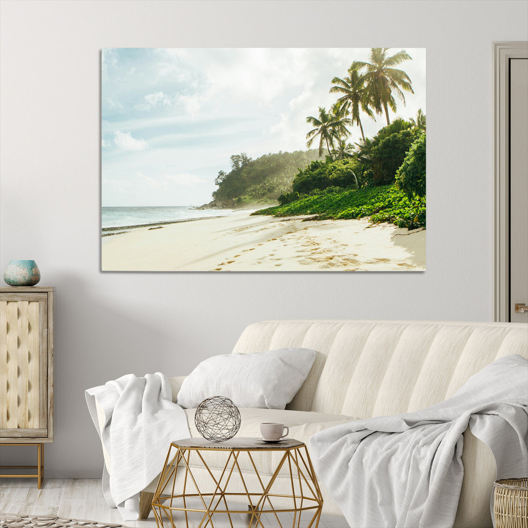 Relaxing Beach Wall Art Canvas Print, Framed Ocean View Art Picture Print, Coastal Serenity Perfect Tropical Coastal Decor Artwork