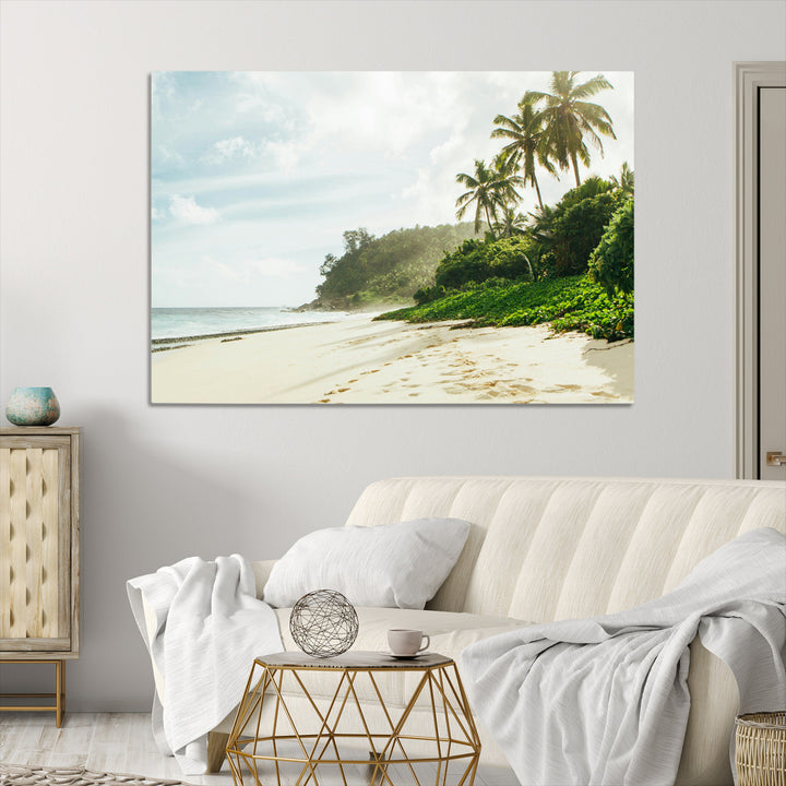 Relaxing Beach Wall Art Canvas Print, Framed Ocean View Art Picture Print, Coastal Serenity Perfect Tropical Coastal Decor Artwork