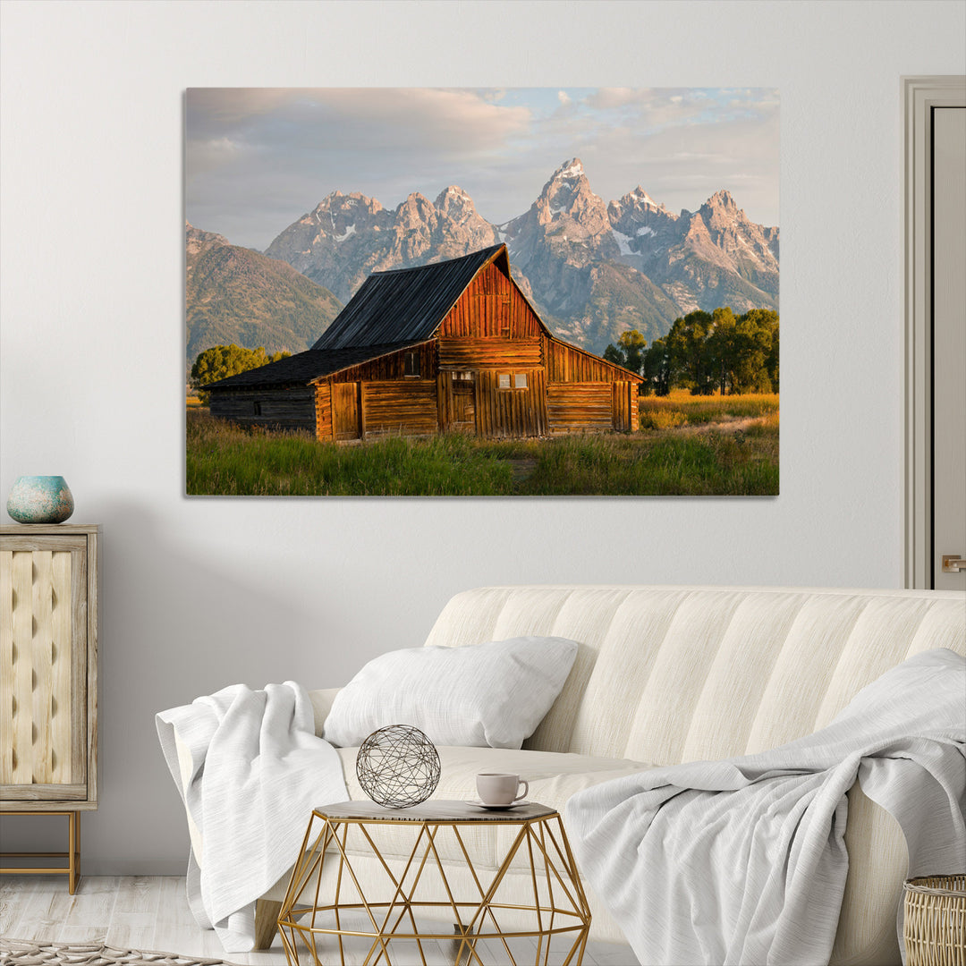 Rustic Barn Wall Art Canvas Print, Framed Western Landscape Art Picture Print, Farmhouse Style Perfect Rustic Farmhouse Decor Artwork