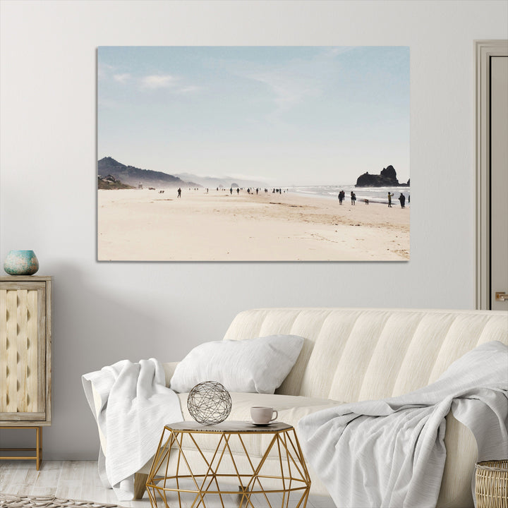 Minimalist Beach Wall Art Canvas Print, Framed Coastal Serenity Art Picture Print, Soft Sand Perfect Coastal Decor Artwork