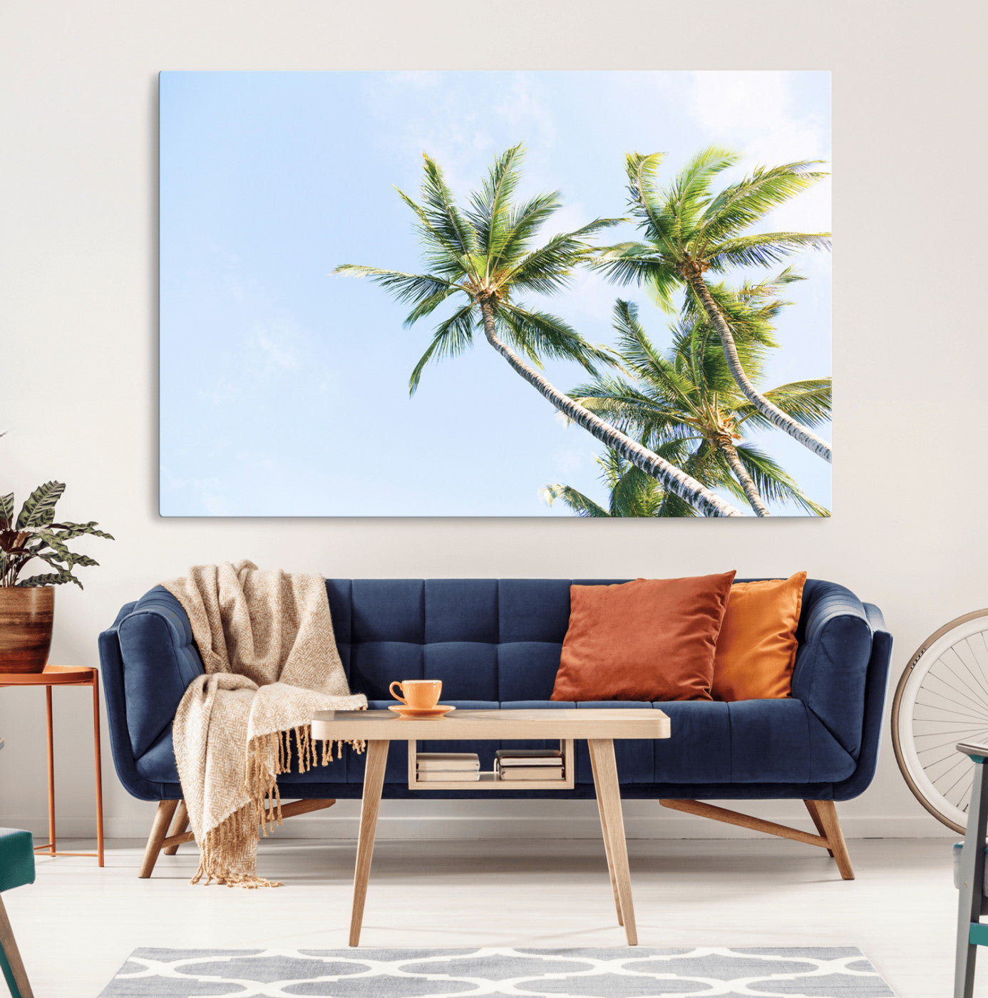 54719115-MGV-CV-36X24-Palm Trees Wall Art Canvas Print – Framed Tropical Coastal Nature Scene Artwork for Home Office
