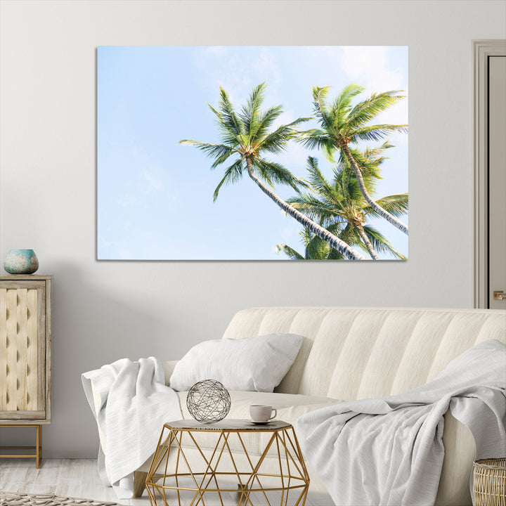 Palm Trees Wall Art Canvas Print, Framed Tropical Art Picture Print, Coastal Perfect Tropical Decor Artwork